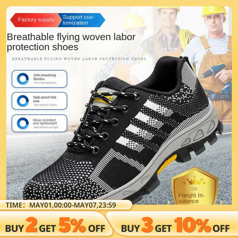 Chaussures de sécurité unisexes à boucle indémontable pour hommes et femmes, bottes anti-crevaison, baskets coordonnantes, capuchon Parker en acier, haute qualité