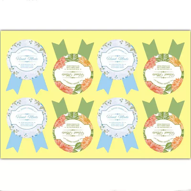 Handmade Medalha Forma Selo Adesivo, Cozimento Embalagem, Pasta de vedação, Etiqueta de papel Kraft, Presente, 80Pcs, Lot
