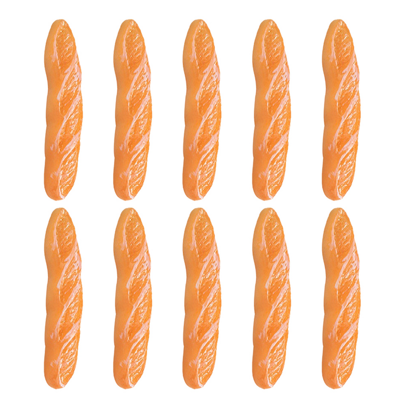 10ชิ้นเลียนแบบขนมปังปลอมแบบยาวของตกแต่งในบ้านขนาดเล็กสำหรับร้านของเล่นอีพ็อกซี่