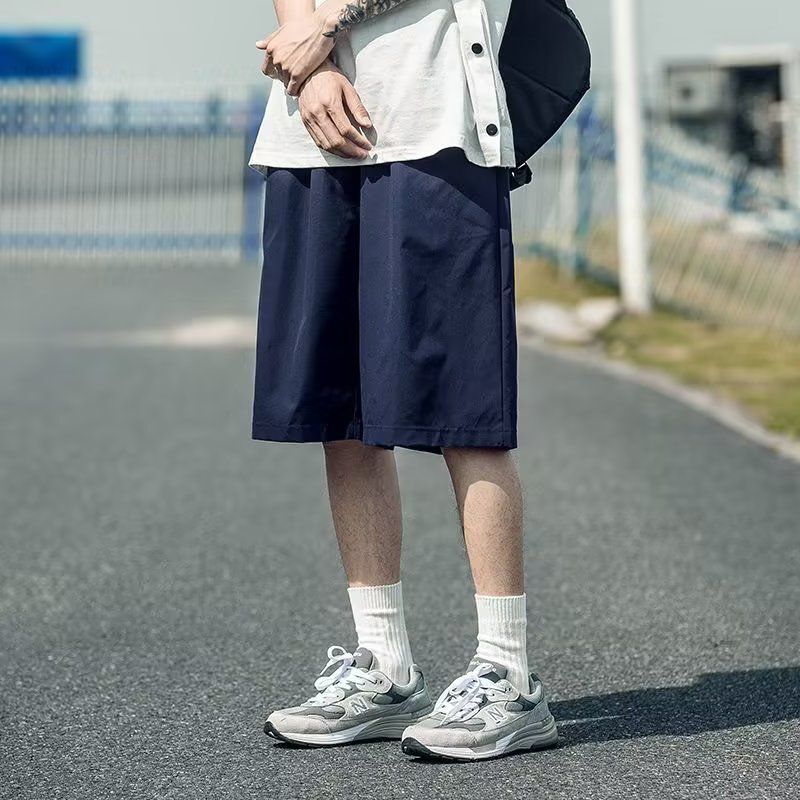 Vintage cor sólida bolso masculino carga shorts clássico solto all-match puro algodão rua casual verão refrescante masculino curto