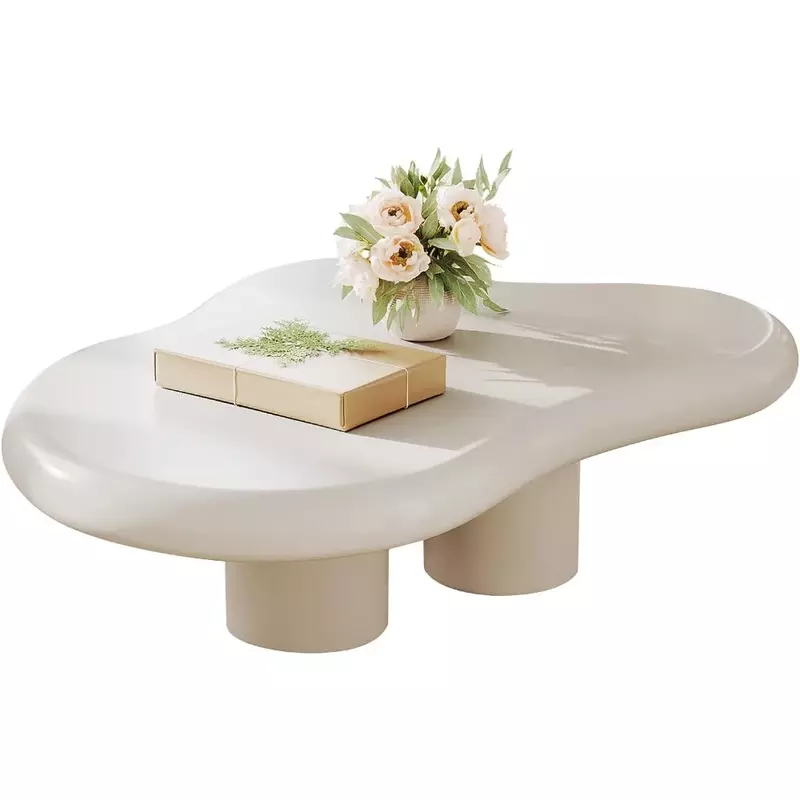 Table basse en forme de nuage, tables à thé d'intérieur mignonnes et irrégulières avec 3 pieds, montage facile, table basse