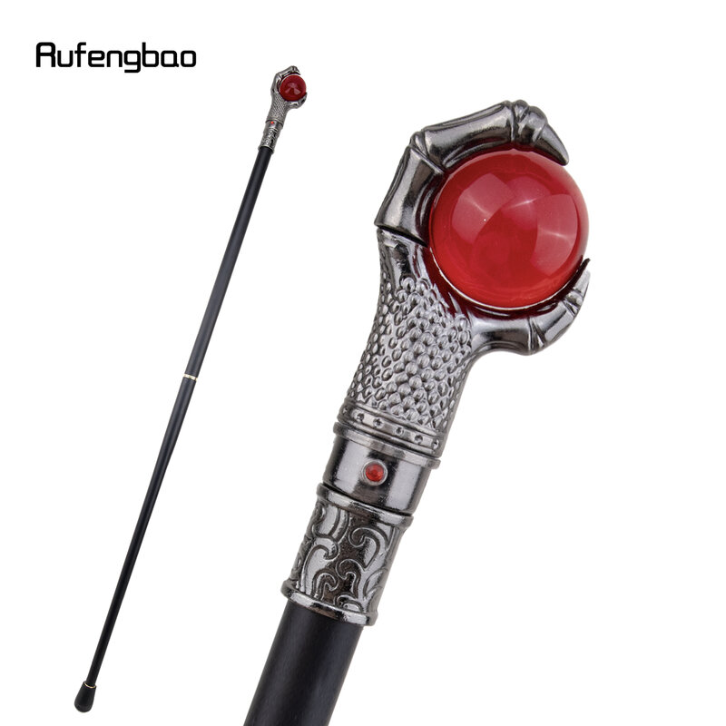 Silver Dragon Claw Grasp Red Glass Ball Walking Cane Fashion Decorative Walking Stick Gentleman Elegant Cosplay  Crosier 93cm