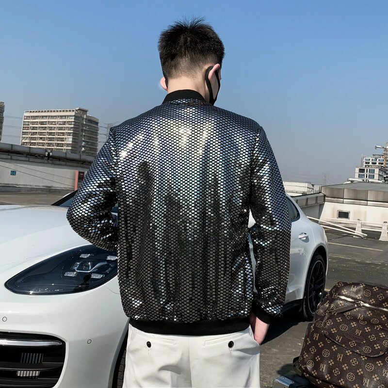 Jas 남성용 다이아몬드 격자 무늬 재킷, 힙합 Y2K 봄버 재킷, 나이트 클럽 무대 스트리트웨어, 얇은 코트 의류, 신제품