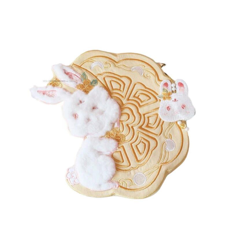 중국 전통 한푸 가방 사랑스러운 토끼 가방, 한푸 액세서리, 오리엔탈 술 자수, 전통 가방 선물 한푸 가방
