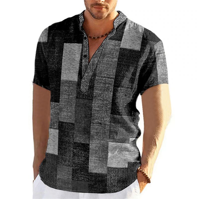 Vintage Herren hemd 3d Mode Patchwork Druck hemden übergroße lässige kurz ärmel ige Sommer Streetwear Herren Kleidung T-Shirts Tops