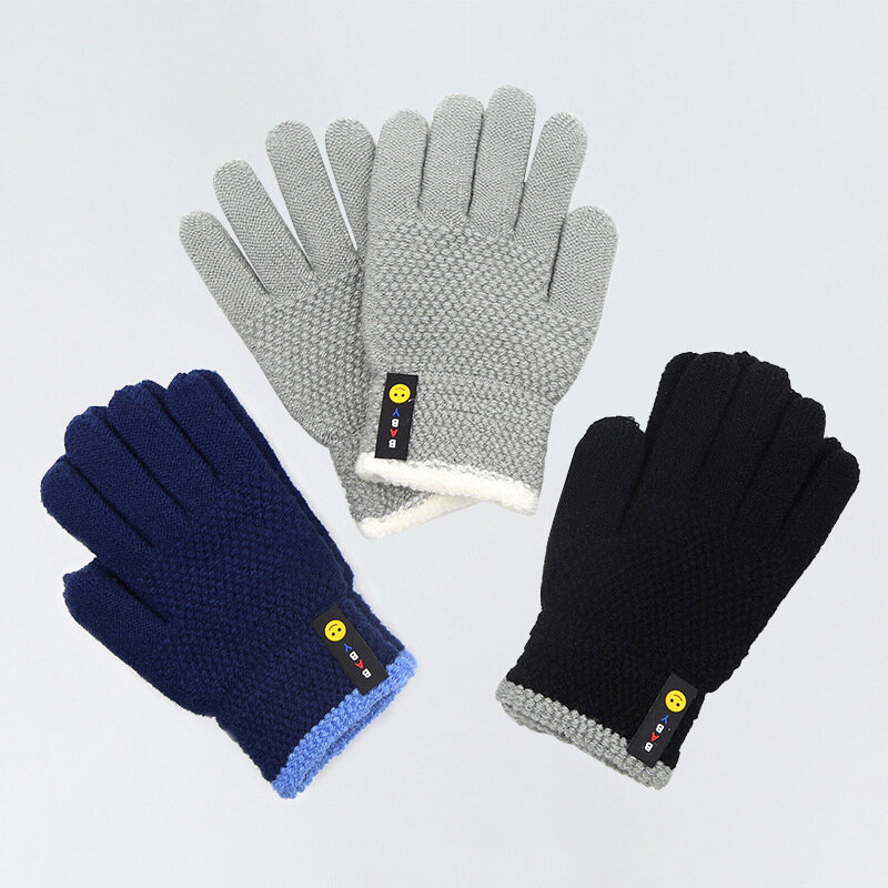 Новые модные детские плотные вязаные перчатки, теплые зимние перчатки, Детские эластичные варежки, аксессуары для мальчиков и девочек