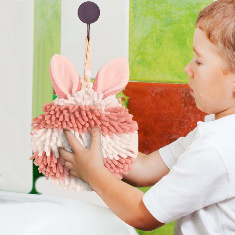 Toalla de mano de chenilla con forma de Animal de dibujos animados, toallas colgantes con lazo colgante, toallas de mano Ultra gruesas para baño y cocina