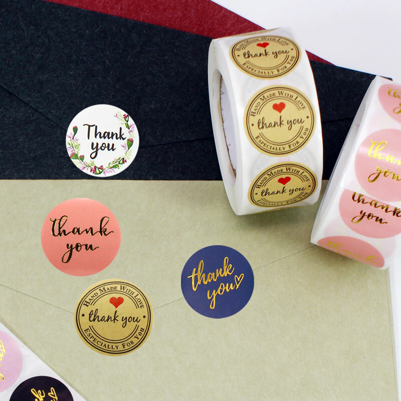 100-500 Stuks 1Inch Dank U Stickers Voor Envelop Afdichting Labels Briefpapier Levert Handgemaakte Huwelijkscadeau Kerst Sticker