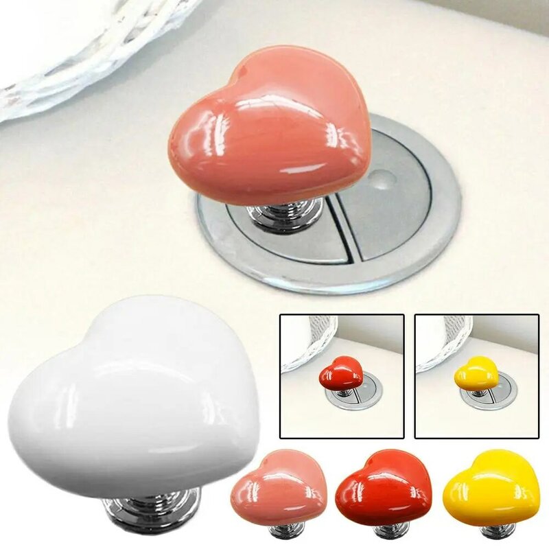 Botón de presión oilet para inodoro, pulsador creativo de corazón, 2 piezas, auxiliar, a la moda, para sala de baño