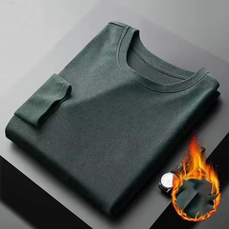 New Winter Warm Men's O-Neck T-Shirt Casual Slim Undershirt Thicken Top Long Sleeve Pullover T-Shirt Tee Clothing For Man