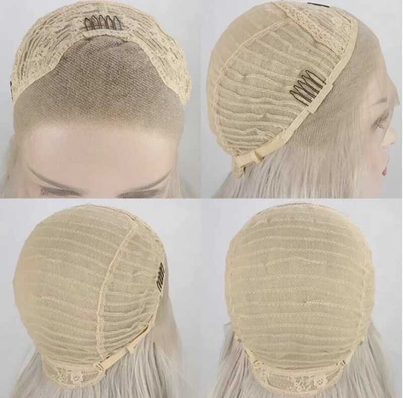Marquesha 13*4 parrucca anteriore in pizzo sintetico riccio per le donne parrucca in pizzo biondo bianco in fibra resistente al calore Glueless