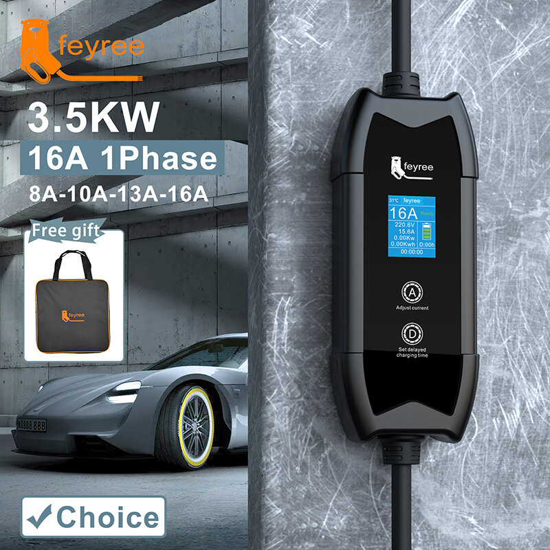 Fey123-Chargeur Portable EV avec Connecteur de Prise Vope1, Station de Recharge Wallbox pour Véhicule Électrique, 16A, 1Phase, 3,5 KW, 3.5m