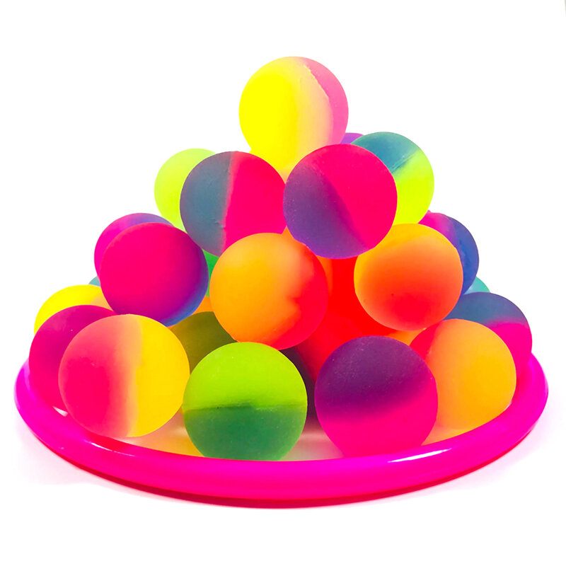 1 szt. Dziecięce kolorowe piłka kauczukowa gumowe dziecięce gry sportowe elastyczne kulki do skakania 25mm dwukolorowa zabawka gumowa piłka