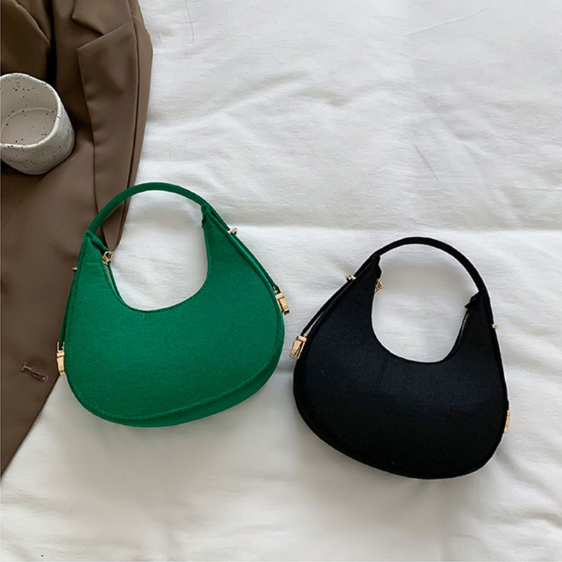 Bolso de hombro de fieltro para mujer, bolsa de sillín con textura a la moda, de tela suave sin forro, con diseño de nicho, 2023