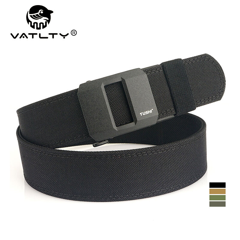 VATLTY 2024 Cintura tattica rigida per uomo fibbia automatica in metallo Cintura di servizio della polizia militare 1100D Cintura per pistola in nylon Cintura casual maschile