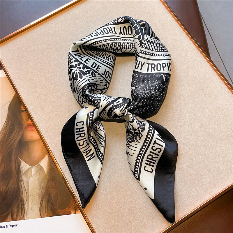 2023 nuove sciarpe per capelli in raso di seta da donna foulard stampato quadrato di moda 70cm accessori professionali fascia per sciarpa di design