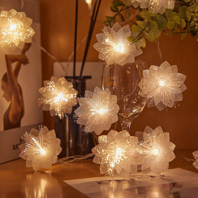أضواء LED تعمل بالبطارية الاصطناعية ، أضواء سلسلة بلوميريا ، ضوء خرافية ، المنزل ، في الهواء الطلق ، حديقة ، الزفاف ، زينة حفلات عيد الميلاد ، 1.5 متر