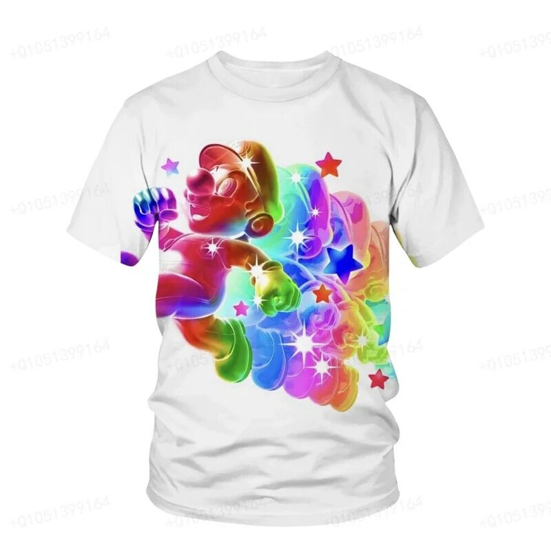 2024 summer new style Super Mario creative printing 3-14 years old children's T-shirt outdoor sports breathable quick-drying boy