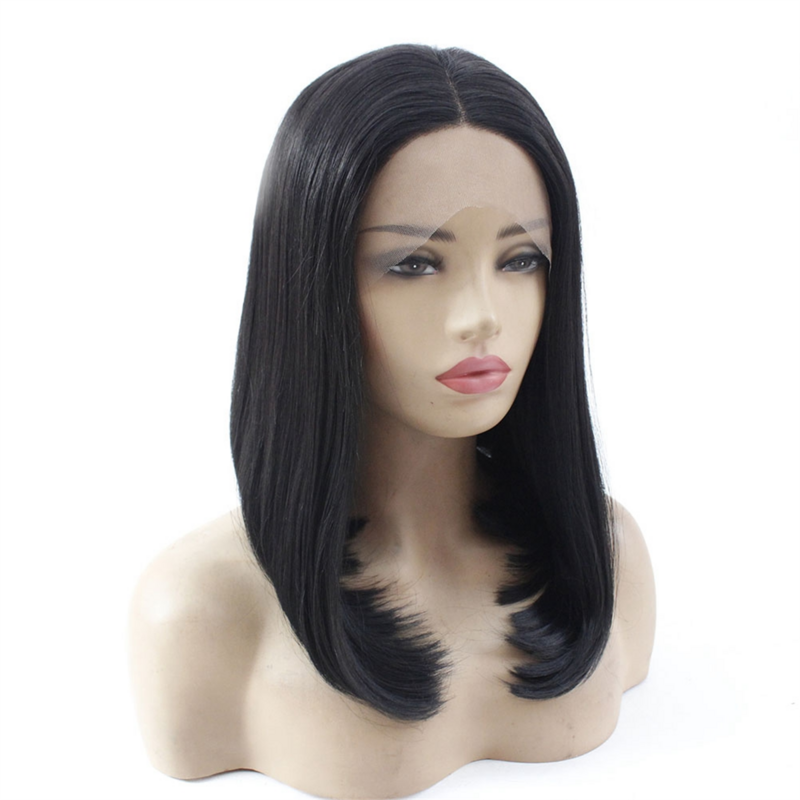 16 Inches Front Lace Wig Closure Wigs Sleek Bob-Human Hair Wigs for Women Straight Remy-Brazilian Hair Wigs