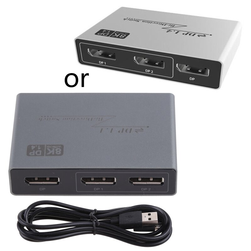 Two-Way DP1.4 Switcher Box for Projectors Monitors HDTV Game 2 in1 Out 3D Switch Top Quality