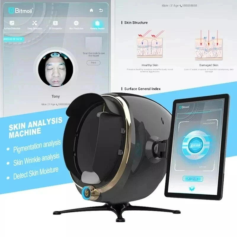 3D Skin Scanner Care analizzatore facciale Monitor Machine Magic Mirror Test portatile rilevatore inglese analisi del Test della fotocamera del viso