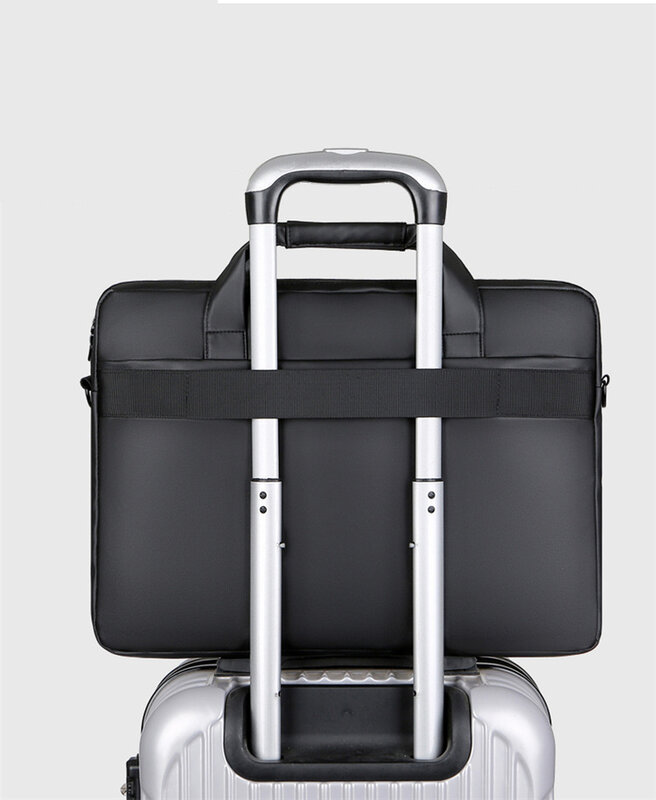 ชาย Briefcases กระเป๋าถือกันน้ำความจุสูงกระเป๋าเอกสาร Tali Bahu แล็ปท็อป15.6นิ้วสีดำ CrossbodyBag