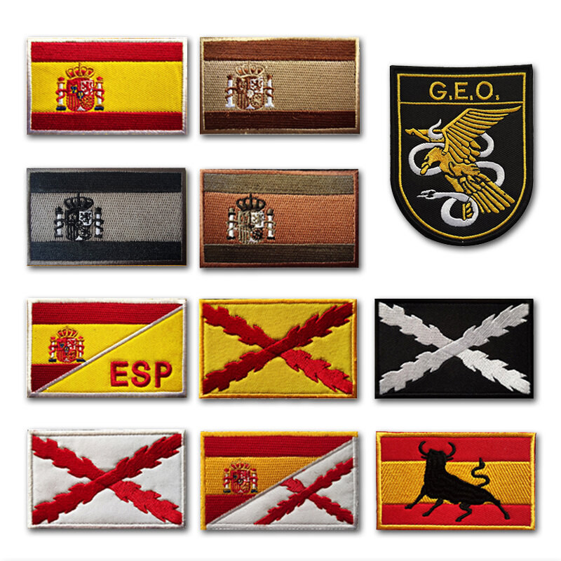 3d bordado remendos portugal espanha bandeira crânio exército remendos militares emblema bandeiras espanholas borracha pvc bordado emblemas