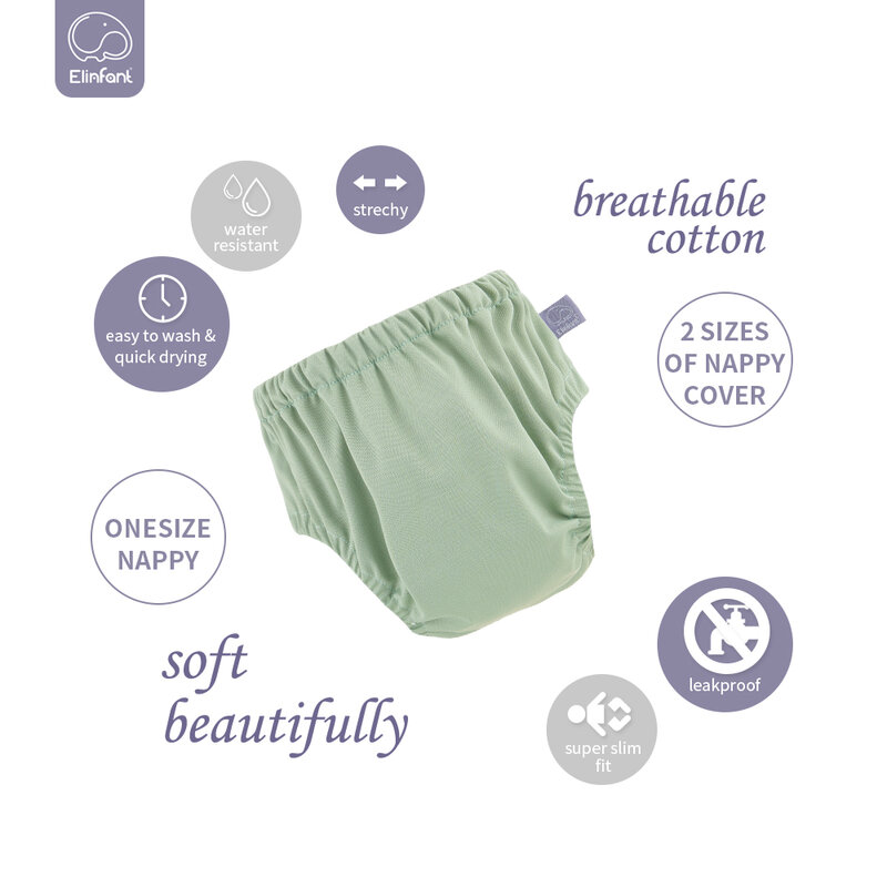 Elinfant-calças do treinamento do bebê, impermeável PUL pano de camurça, impressões Farbic Inner Moda, lavável e reutilizável fralda, 1 pc