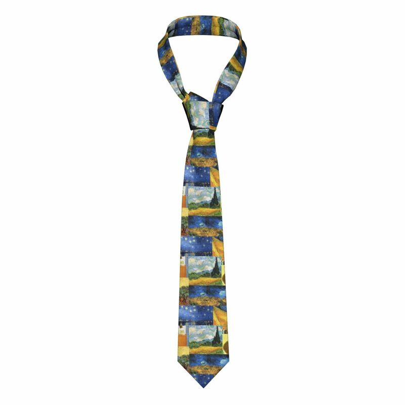 Vincent Van Gogh lukisan seni kolase dasi pria kustom dasi leher sutra untuk pesta