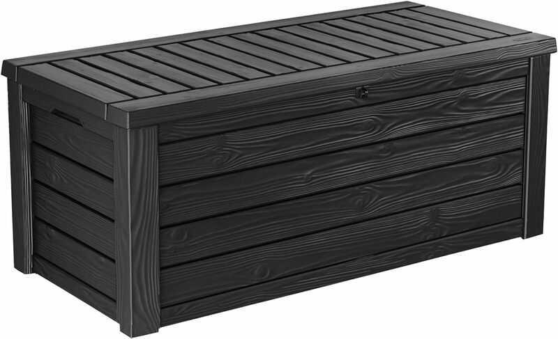 Keter Plastic Outdoor Patio Deck Box, Dark Gray