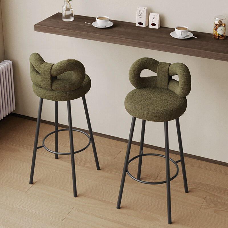 Modern Minimalist Bar Chairs Nordic Iron Backrest Bar Chairs Home Kitchen High Bar Stools Light Luxury Coffee Shop Front Chair