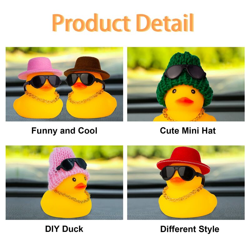 2 Set Car Duck Mini Car Dashboard Yellow Rubber Duckies Toy  Jeep Duck Party Favor Car Decoration Table Ornament  Car Accessory