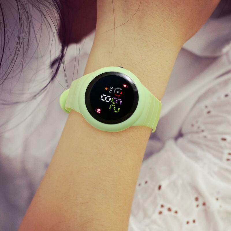 Reloj deportivo LED impermeable para mujer, reloj electrónico con correa de silicona, pantalla luminosa con calendario completo, Digital