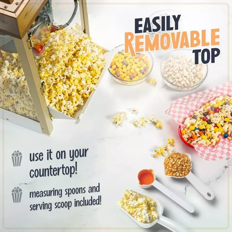 Macchina per Popcorn Nostalgia-con bollitore da 8 once compone fino a 32 tazze-macchina per Popcorn Vintage stile cinema-avorio