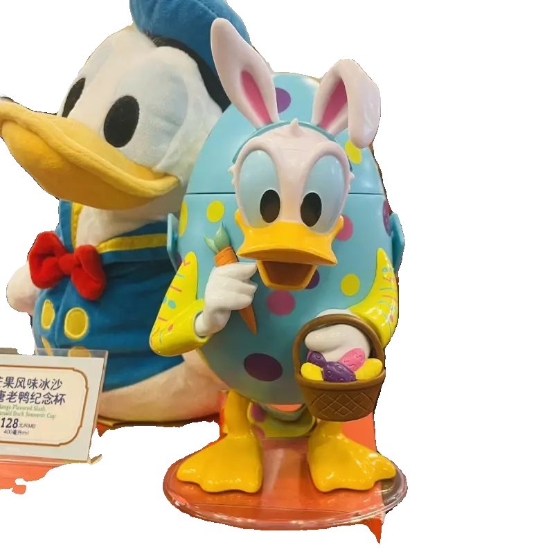 Cartoon Anime Water Cup com palha cruz oblíqua, copo de água fria, pato Donald, Shanghai Disneyland Agency Purchase, Spring Egg, 2024
