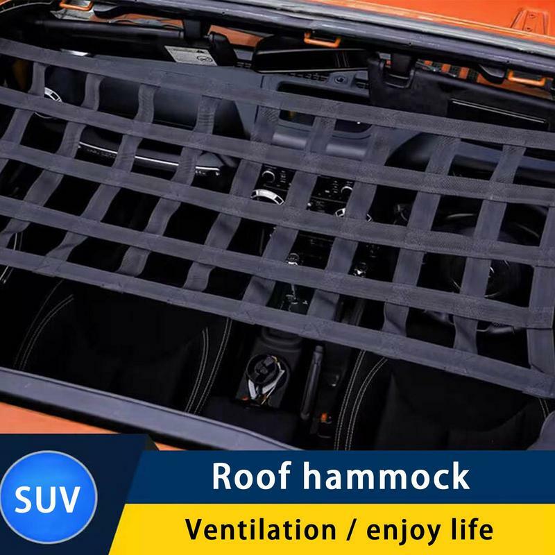 Car Hammock For People 61.4x19.7 Inches Car Top Net Cargo Net Hammock Storage Roof Net Accessories Waterproof Oxford Cloth