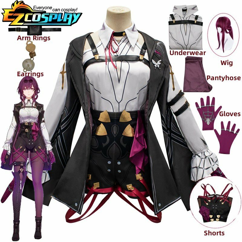 Game Honkai Star Rail Cosplay Kafka Wig Hair Harness Plus Size Cosplay Costume Uniform Male Female Halloween Party Outfit