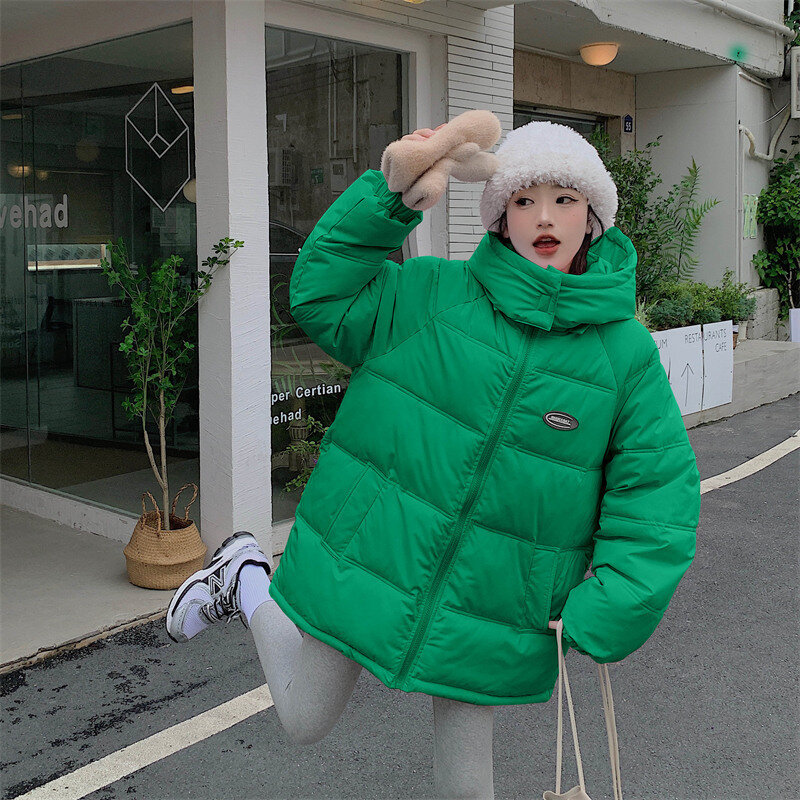 Mulheres casaco de inverno 2022new coreano thicke quente para baixo algodão jaqueta solta com capuz parkas à prova vento pão roupas algodão feminino