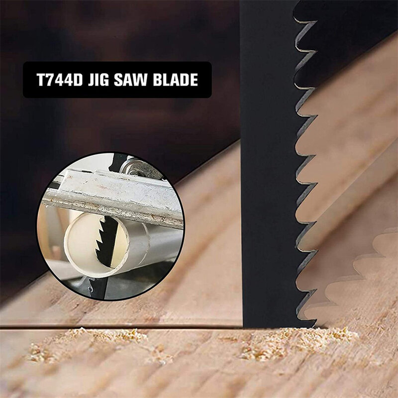 5PCS T744D Professional Jigsaw Blade Set 180mm Long Jig Saw Blades For Wood Metal Straight Cutting T-Shank Jig Saw Blade