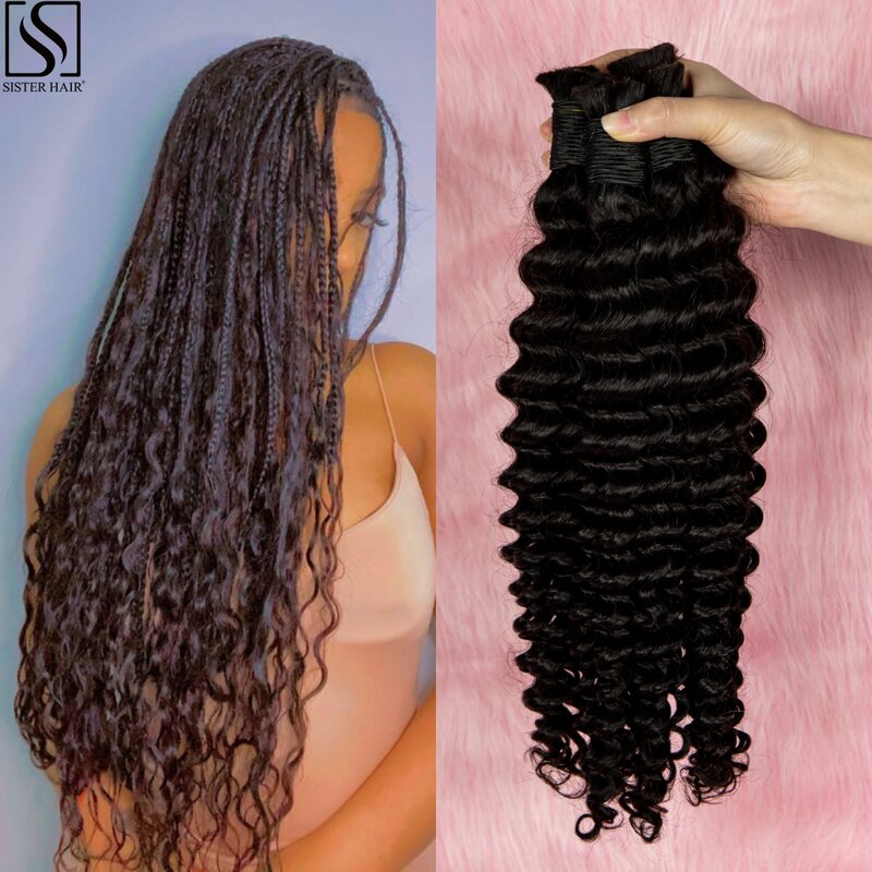 Rambut manusia untuk mengepang 26 28 inci warna alami gelombang dalam jumlah besar tanpa kain 100% rambut Virgin rambut kepang manusia untuk kepang Boho