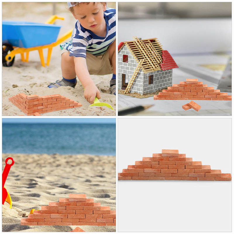 Minúsculos Red Mini Tijolos para Paisagismo, Miniatura Wall Brick, Dollhouse Blocks Model, Artesanato Realista, Falso, 100Pcs