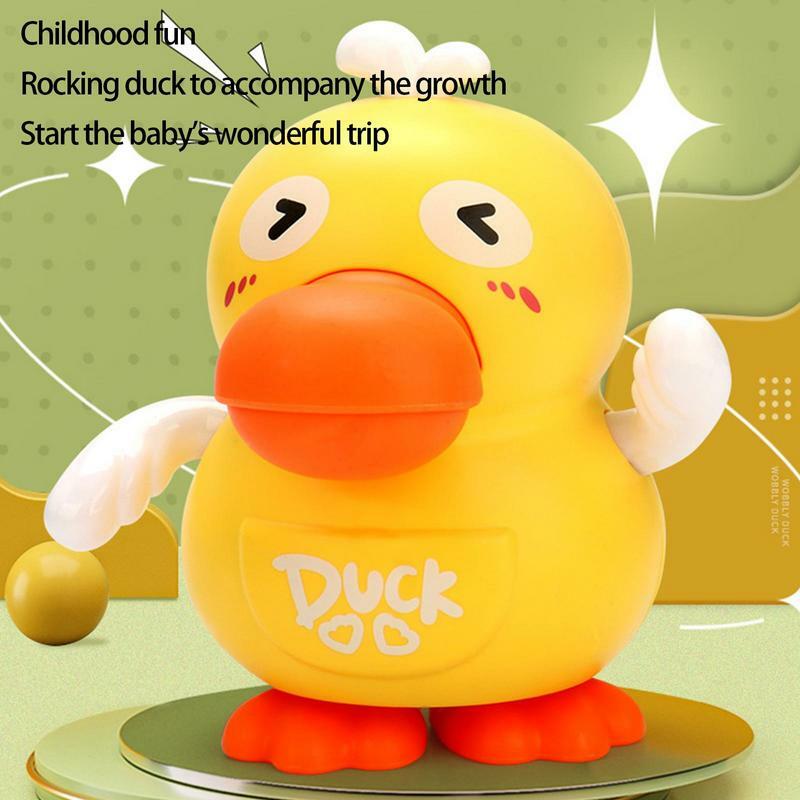 Mainan bebek elektrik untuk anak, mainan edukasi anak-anak bebek elektrik interaktif menyala dalam ayunan perut portabel