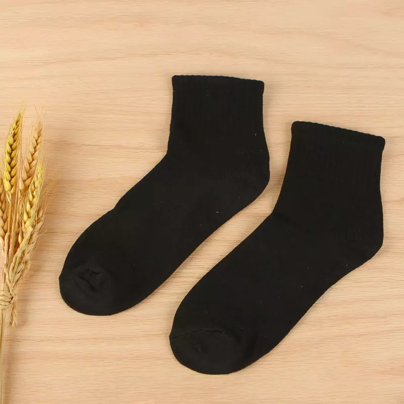Socks Men's springmodels, sweat absorption, deodorant, socks, socks, socks, versatile solid color mid -tube black