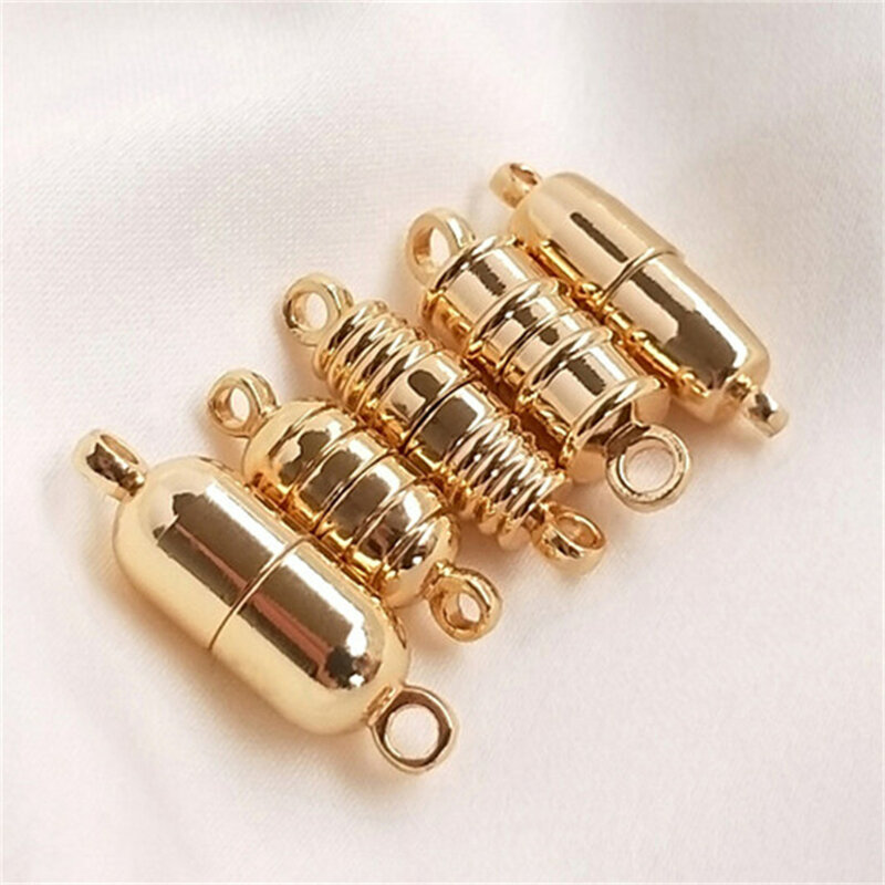 14 Karat Gold Paket DIY Zubehör Magnets chnalle Runde Bambus gelenk lange Fass Pille geformt Armband Halskette Saug Eisen Schnalle