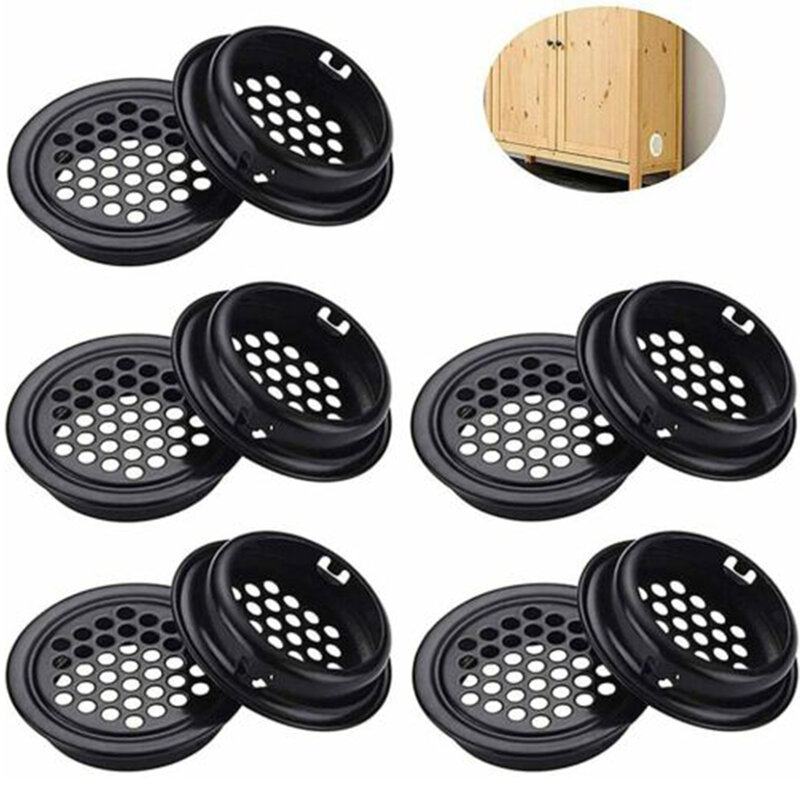 10pcs Air Vent Holes Round Ventilation Grilles 35mm Louver Soffit Mesh Vents Shoe Cabinet Furniture Hardware Stainless Steel