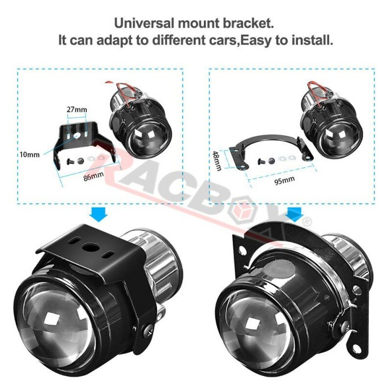 2,5 Inch Bi-Xenon HID Metall Nebel Licht Projektor Objektiv Für H11 HID H8 H9 Refit Motorrad Universal Auto fahren Retrofit Lampe