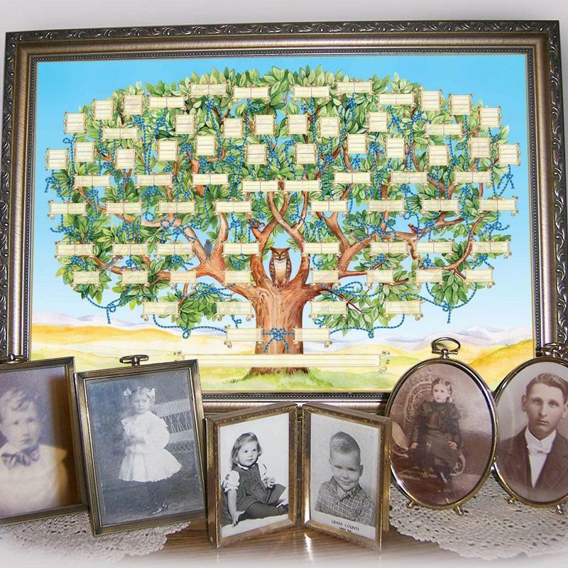 Tableau arbre généalogique vierge, tableau antique remplissable, cadeaux de généalogie, affiches d'histoire familiale, image d'arbre généalogique
