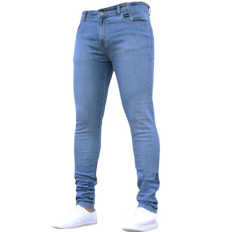 Homem calças de lavagem retro zíper estiramento jeans casual magro ajuste calças masculinas plus size lápis calças jeans magros para homem