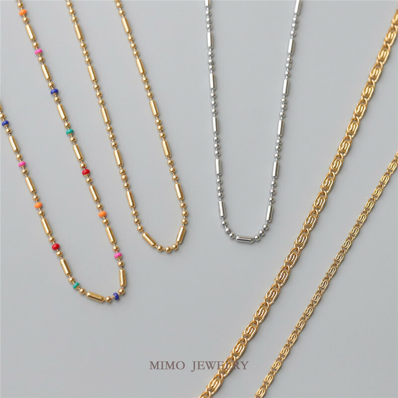 Titanium Steel Vacuum Gold-plated 3:1 Bead Chain Back Chain Loose Chain Versatile DIY Bracelet Necklace Accessories M-014
