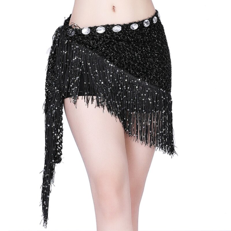 New Belly Dance Belt For Dancer Skirt Sexy Tassels Sequins Waist Chain Hip Scarf Women Show Costumes